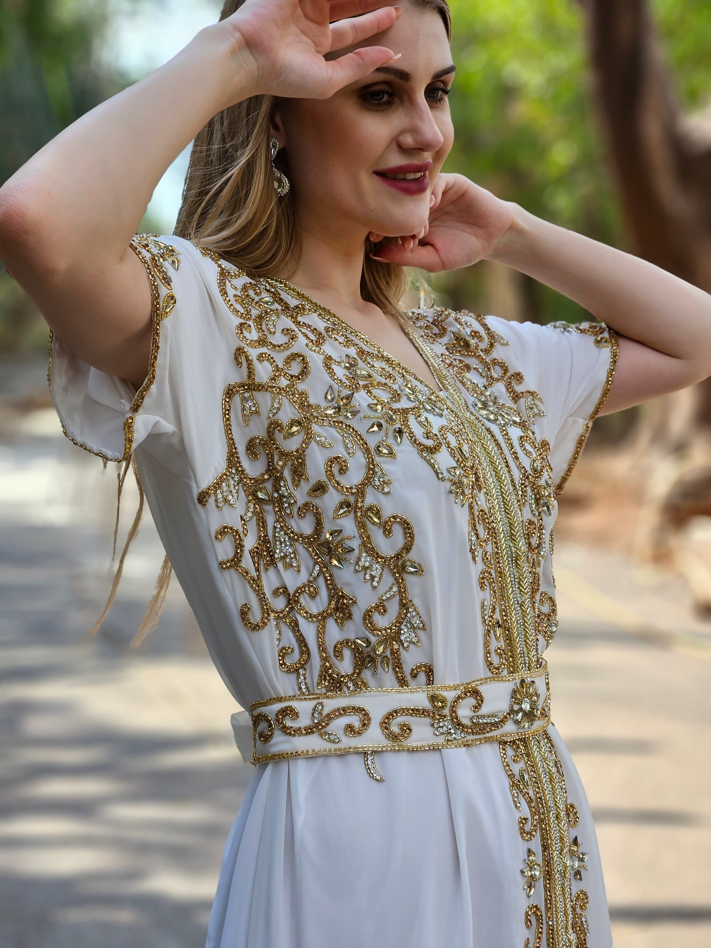 Buy Beige Color Designer Arabic Maxi Hand Beaded Dubai Ladies Long Sleeve  Moroccan Arabic Party Wear Wedding Kaftan With Embroidery Hijab Online in  India - Etsy | Fashion, Women, Dress